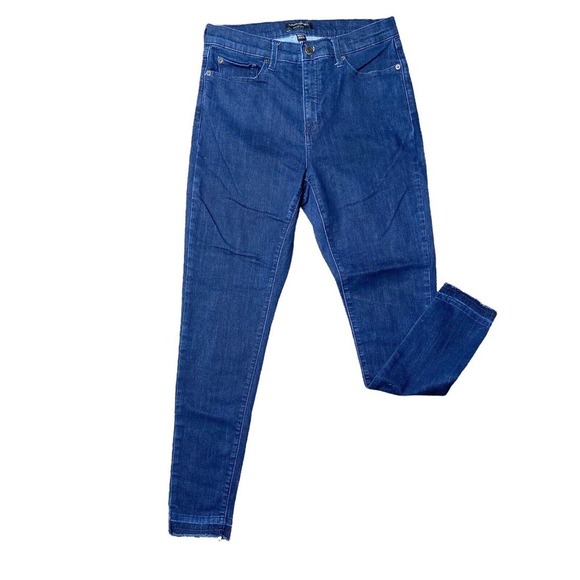 Banana Republic High Rise Skinny stretch Jeans Women's 30/10 Dark Wash Raw Hem - Picture 1 of 8